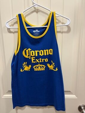 Corona Blue Tank with Yellow Logo